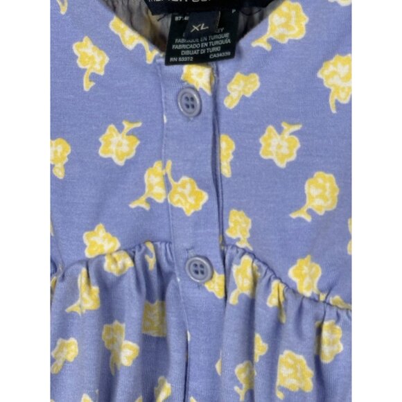 French Connection Top Womens XL Shirt Blue Yellow Floral Smocked Casual Summer - Picture 7 of 15